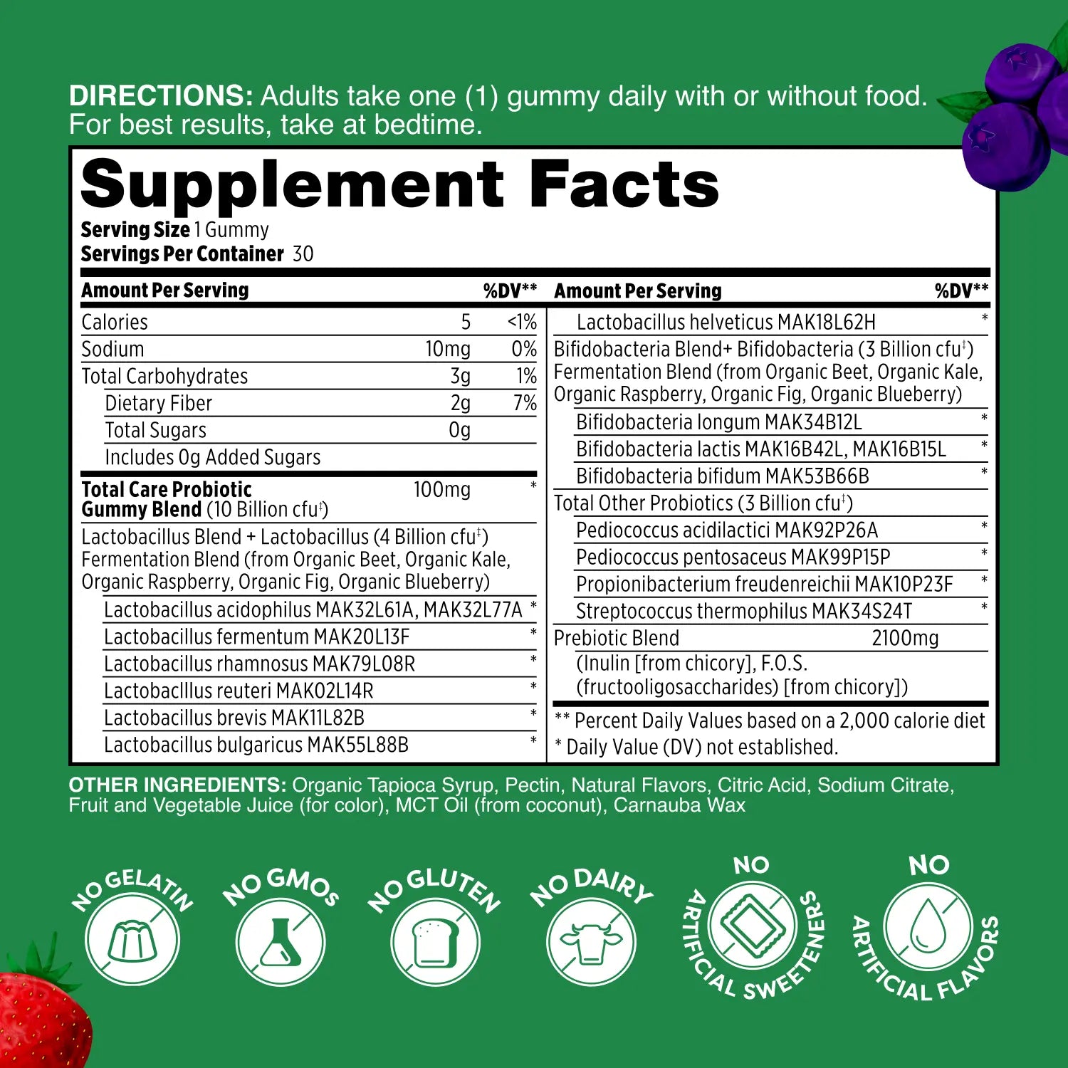 Total Care Probiotic Gummies - Mixed Berry 30 Count Probulin