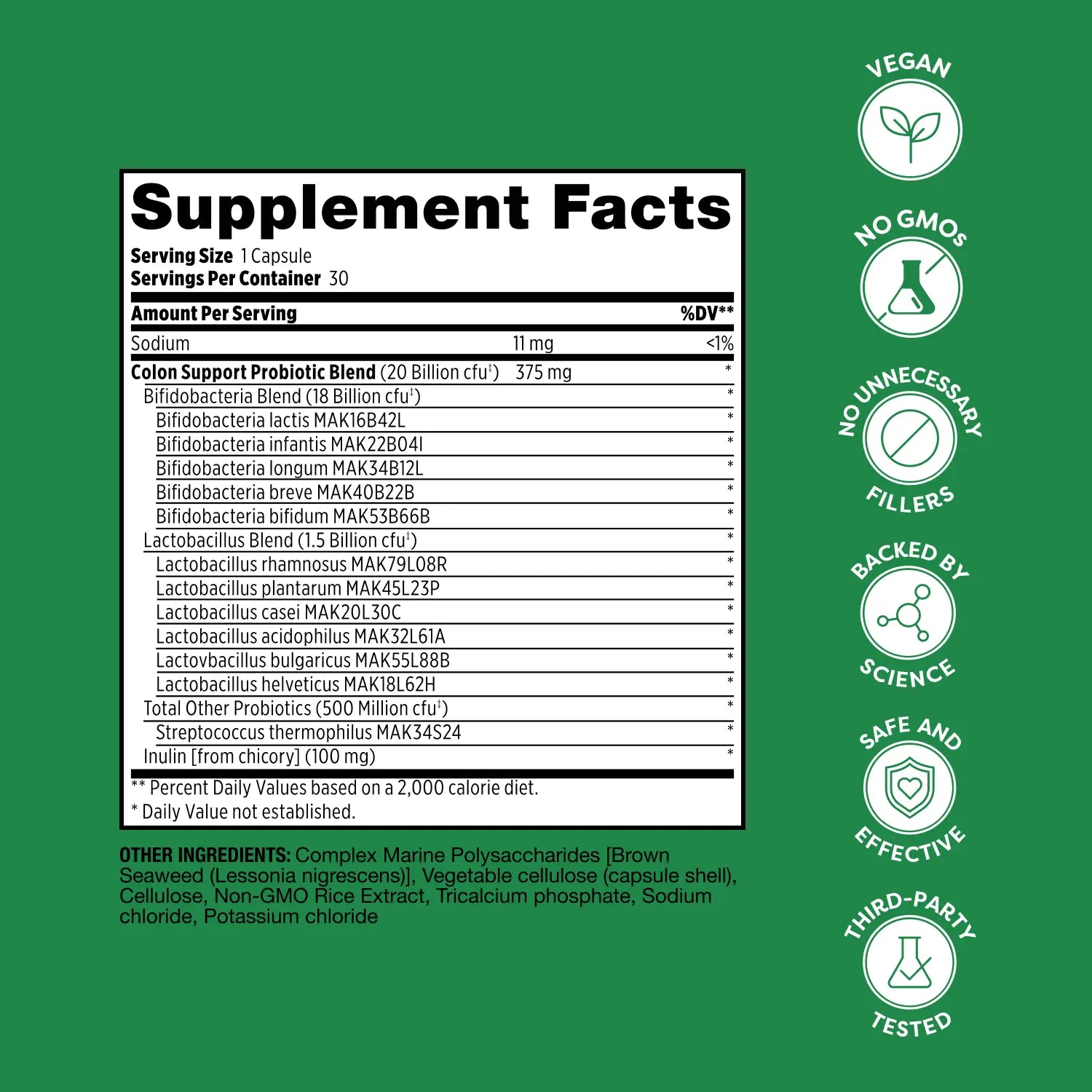 Colon Support Probiotic Capsules - 30 Count Probulin
