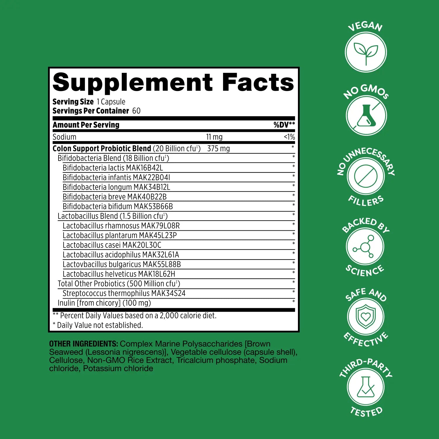 Colon Support Probiotic Capsules - 60 Count Probulin